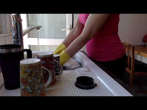 ASMR Mummy Mammoth Pot Dish Wash Wearing Rubber Gloves