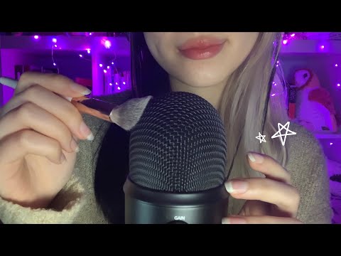 ASMR Mic/Face Brushing & Whispers 💗