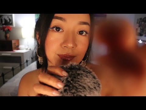 ASMR soft gentle triggers to help you sleep 💤 fluffy mic, soft whispers, plucking