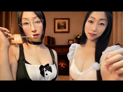 ASMR Twin Maids Take Care of You 🖤🤍 Ear Cleaning & Massage Roleplay