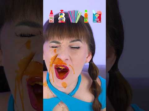 ASMR Emoji Bottle Candy, Sour Mukbang #shorts