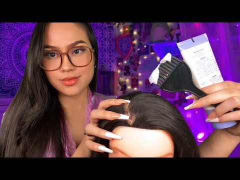 ASMR Sleepover Hair Treatment, Hairline / Scalp Scratching Massage (UR the POPULAR Girl) gum chewing