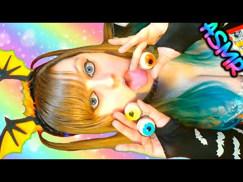 ASMR 👀 Succubus Eyeball Snack ♡ Trolli Eye Candy, Mouth Sounds, Chewing, Cosplay, Chubby Girl, Fun ♡