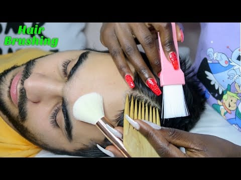 ASMR Hair Brushing With Different Brushes & Picking With Nails ~ Upclose