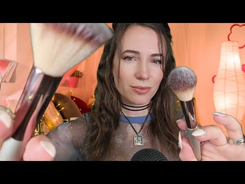 ASMR Face Brushing and Hair Play (Personal Attention, Whispered & Soft Spoken)