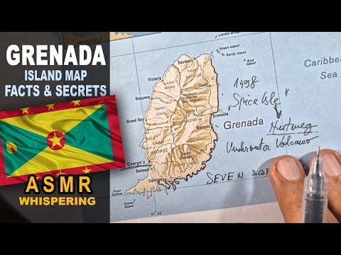 ASMR: GRENADA Island Map Outline Tracing With Key Facts and Secrets | ASMR whispered highlights
