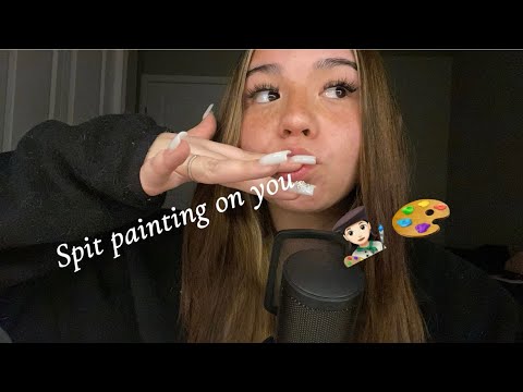 Relaxing ASMR Spit Painting ✨ Inaudible Whispering & Repeating Words 🎨💄