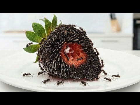 ASMR Ants Strawberry Cleaning & Relaxing Sound ASMR