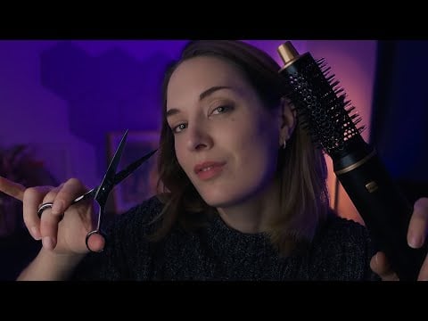 Late Night Haircut Roleplay | Relaxing Shampoo, Haircut & Styling ASMR Soft Spoken French Whisper