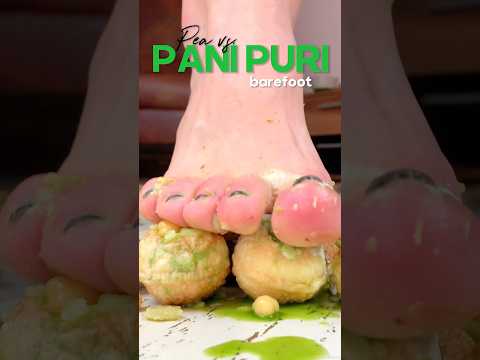 Barefoot Crush: Pea vs. Pani Puri! Oddly Satisfying Food Crushing! ASMR