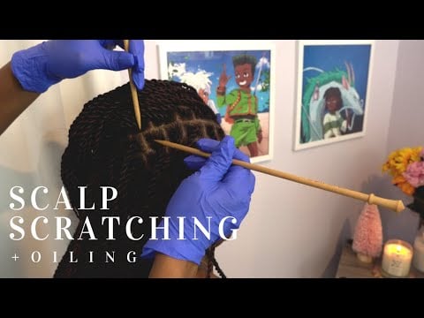 [ASMR] Real Person Scalp Scratching | Scalp Oiling on my Mom | Head Massage w/ Gloves