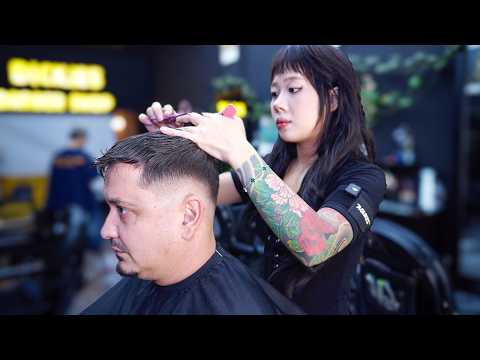 Haircut & Shave by Talented 18-Year-Old Vietnamese Barber | Dickies Barbershop Experience