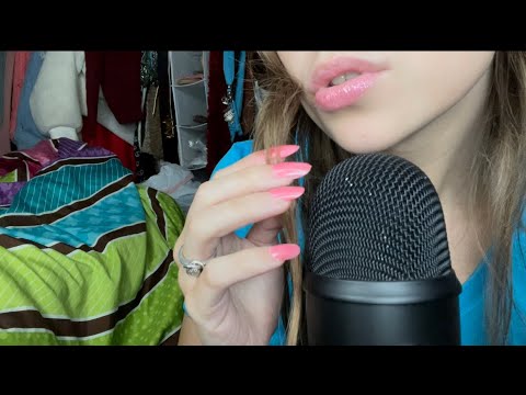 ASMR wet mouth sounds, lip smacking & mic scratching