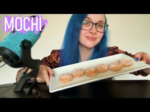 ASMR Eating Chewy Ice Cream Mochi (Salted Caramel)