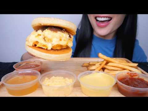 FLUFFY EGG PANCAKE BURGER (ASMR EATING SOUNDS) NO TALKING | SAS-ASMR