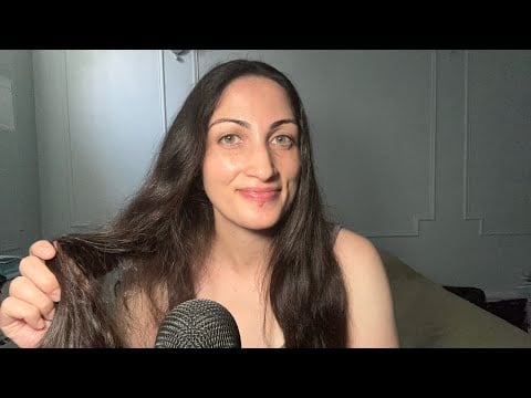 ASMR| BRUSHING HAIR WITH FAN ON