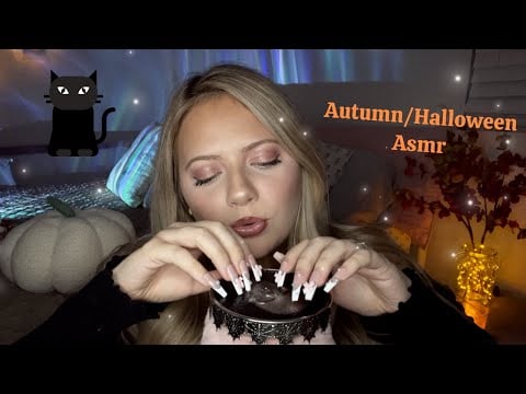 Autumn Asmr 🍁👻 Trigger Assortment for Sleep - Pumpkin Tapping, Thunderstorm, Halloween items 