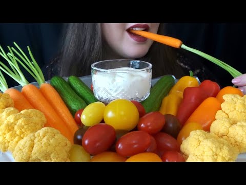 HEALTHY EATING ASMR Raw Veggie Platter - EXTREMELY SATISFYING Crunchy Sounds
