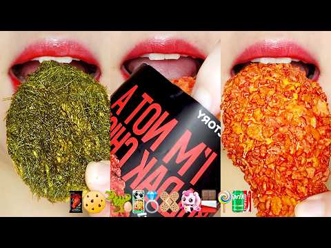 ASMR SPICY Buldak Ice Cream & Sweet Emoji Food! 🥵🍦Eating Sounds MUKBANG