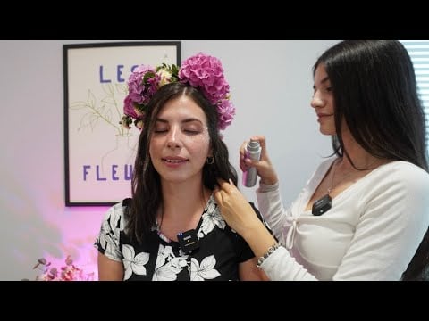 ASMR Festival Make up Look & Hair Style | Face Gem Stones, Flowers Application | Soft Spoken