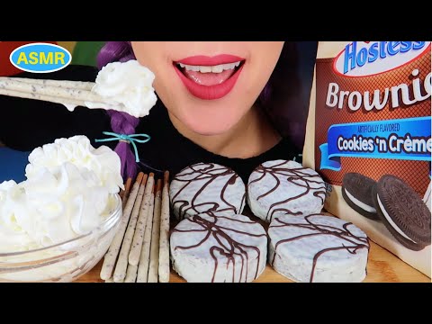 ASMR HOSTESS BROWNIES COOKIES 'N CREME & POCKY|쿠키앤크림 브라우니, 쿠키앤크림 포키|CURIE.ASMR