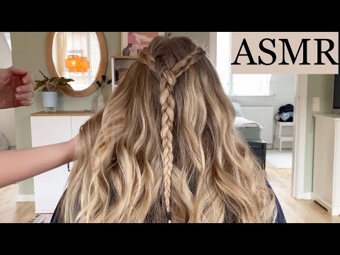 ASMR | RELAXING HAIR PLAY WITH FRIEND ☺️ (Hair styling, spraying, braids, hair curling, no talking)
