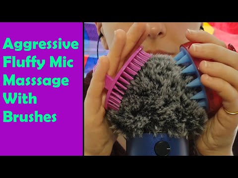 ASMR Aggressive Fluffy Mic Head Massage With Brushes (Scratchy Sounds) - No Talking