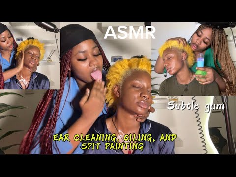 ASMR💫EAR CLEANING, OILING AND, SPIT PAINTING 