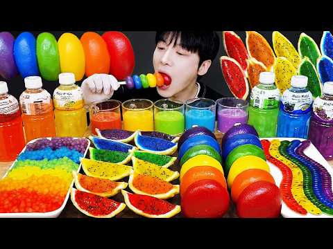 ASMR MUKBANG | 직접 만든 갤럭시 꿀젤리 레인보우 디저트 아이스크림 먹방 & 레시피 DESSERT GALAXY HONEY JELLY CANDY