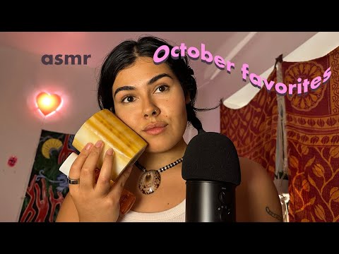 ASMR | October Favorites! (tapping, scratching, whispers)