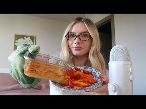 ASMR | eating buffalo chicken dip & bell peppers