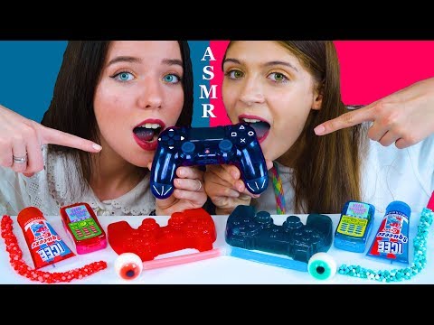 ASMR GAME CONTROLLER JELLY, NIK-L-NIPS WAX STICKS, GUMMY EYEBALLS, NERDS ROPE CANDY