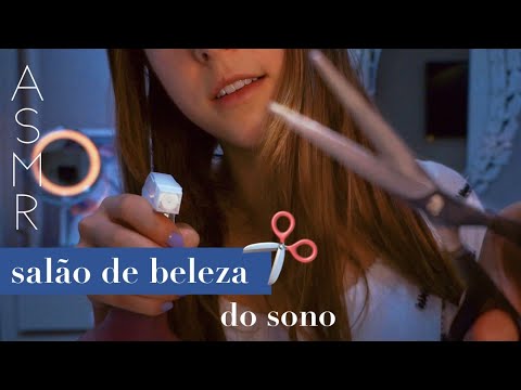 ASMR ROLEPLAY CORTANDO SEU CABELO - shampoo, lavagem, escova e corte (MUITO RELAXANTE)