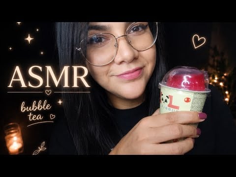 ASMR tomando bubble tea de frambuesa