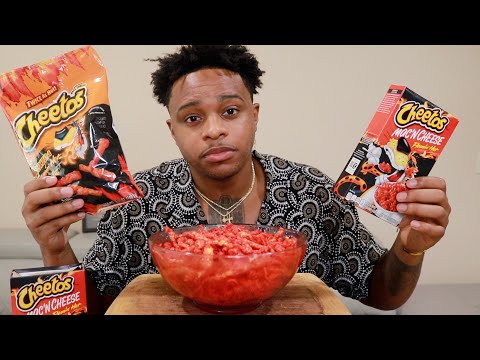 XXTRA FLAMIN HOT CHEETOS MAC'N CHEESE ASMR EATING SOUNDS (ASTROID SHOTS)