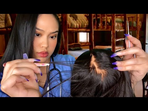 ASMR 🏕️Camp Nurse Lice Scalp Check, Scratching, Plucking + Ear Cleaning (😴TINGLY) RP lite gum