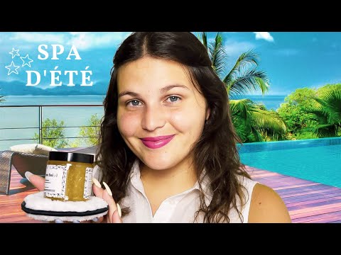 ASMR FRANÇAIS ☽ SPA RELAXANT EN BORD DE PISCINE 🏖😴  (soins du visage)