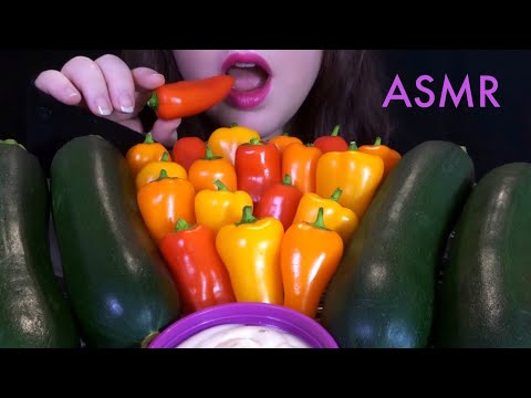 HEALTHY EATING ASMR Raw Zucchini & Pepper Platter - EXTREMELY SATISFYING Crunchy Eating Sounds