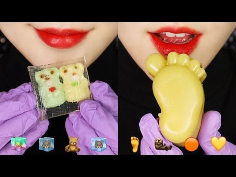 FROZEN WAX CANDY HONEY JELLY ASMR UNDRIED SILKY GEM ASMR MARSHMALLOW ASMR EMOJI FOOD ASMR 🦦