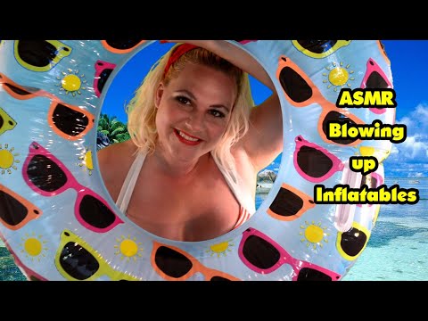 [ASMR] Blowing up different types of inflatables- Requested