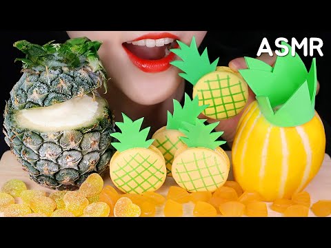PINEAPPLE ICE ASMR KOREAN MELON, PINEAPPLE MACARON, PINEAPPLE JELLY ASMR NO TALKING