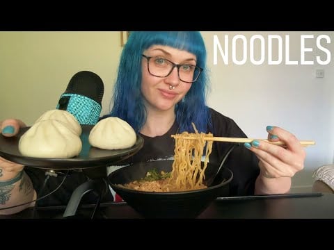 ASMR Eating Spicy Shin Ramyun Noodles With Duck Bao Buns 🍜