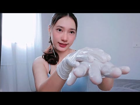 ASMR Touching My Hand [ Lotion Latex Gloves ] 🧴🧤