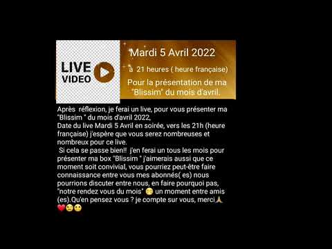 #Asmr #français #Live Mardi 5 Avril   à 21h pour la présentation de ma Blissim du mois d'avril 2022