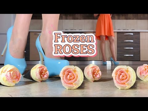 High Heels Crushing Food: Pea vs. Ice Cream Roses! Oddly Satisfying! ASMR