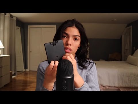 ASMR (mic + camera test) mic blowing, tapping, slime, shirt starching, popping sounds + more!