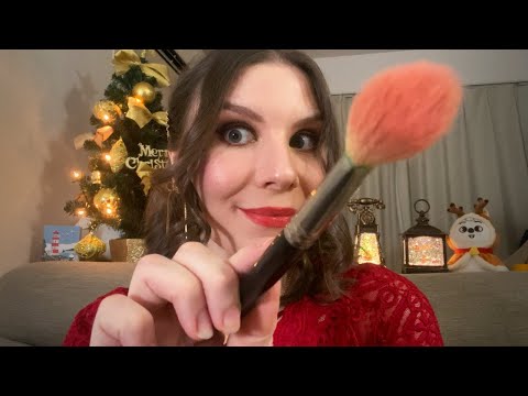 Christmas Makeup 🎄💄 ASMR ✨ Personal Attention / Crackling Fire