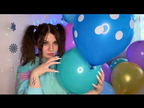 BALLOONS ASMR | Bursting And Popping Balloons With Sharp Long Nails ❤️‍🔥 | Spit Painting