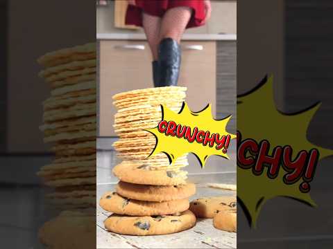 Knee High Boots vs. Crunchy Biscuits! Oddly Satisfying Food Crushing! ASMR