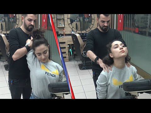 ASMR female turkish chair massage & BACK CRACK & back, neck, elbow, gripes, arm, palm, sleep massage